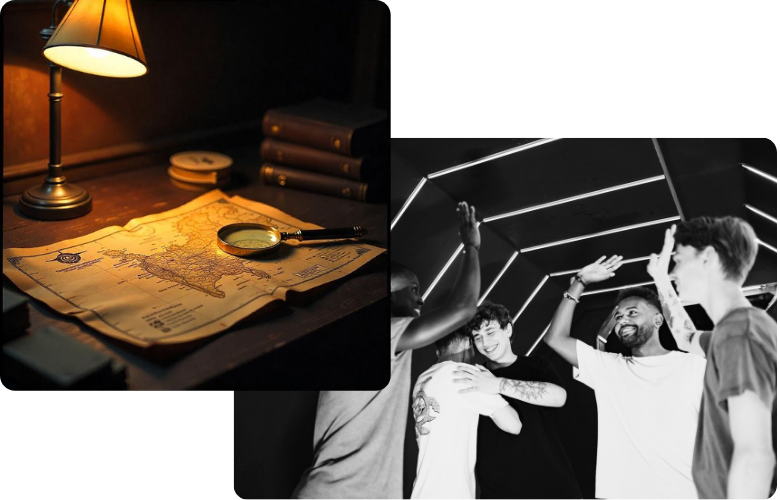 Équipe réunie autour d'une énigme d'escape game en Dordogne